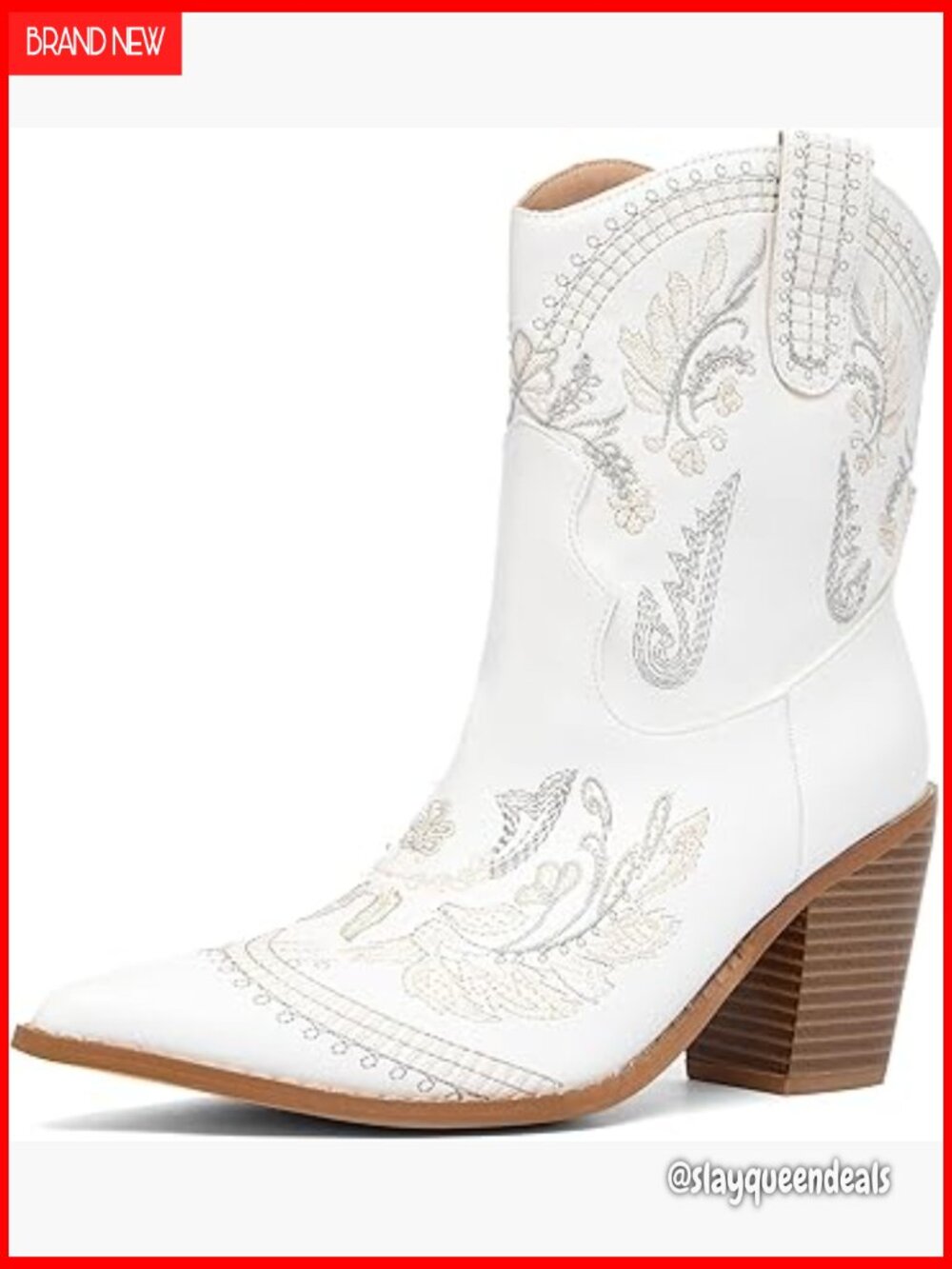 Western Embroidered Ankle Boots with Chunky Heel and Cutout Details